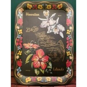 Vintage Hawaiian Islands Tin Serving Tray 13.5"x10"